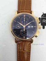 Swiss Copy IWC Schaffhausen Watch Yellow Gold Brown Leather